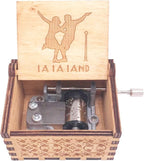 Lalaland Music Box Hand Crank Musical Box Carved Wooden,Play The Theme Song of Lalaland,Brown