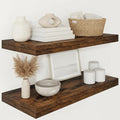Vivelove 12" Deep Floating Shelves for Wall 30" Long, Wall Shelves for Living Room Bedroom Bathroom Kitchen Laundry Room, Farmhouse Rustic Shelves for Home Decor, 30" X 12" X 2" Set Of 2, Rustic Brown