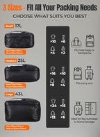 Vacuum Bags for Travel, 180° Open Zipper, IP67 Waterproof, Reusable Space Saver Compression Bags for Backpack, Suitcase(1 Pack, No Pump)