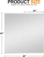 Delma Home Gym Mirror,48''x24''x2PCS White,Large Full Body Tempered Glass Frameless, Wall-Mounted for Gym, Yoga, Garage, Bedroom, Bathroom
