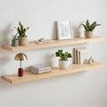 Homeforia 48 inch Natural Floating Shelf, High End Solid Real Wood 48inch Small Floating Shelves for Wall Mounted, Natural Wooden Floating Shelves, Heavy Duty Bracket, 48 X 6.5 X 1.75 in, Set of 3