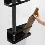 Bitray Umbrella Stand Holder Metal Wall Mounted Umbrella Stand Space Saving Organizer for Home Office Decor - Black
