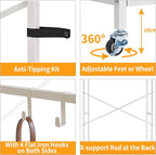 Clothes Rack for Hanging Clothes, 2 Drawers, Heavy Duty Garment Racks with Shelves, Clothes Rack with Hanging Hooks, White YD-TM080W
