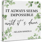 Inspirational Wall Art Motivational Painting Wall Decor for Office Living Room Bedroom, It Always Seems Impossible until It's Done Canvas Posters Art Work Gift (8 X 8 Inches, Framed)
