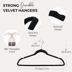 House Day Premium Velvet Hangers, Non-Slip Flocked Felt, Sturdy Coat & Suit Hangers for Closet Space Saving (100 Pack, Black)