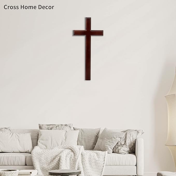 ARCHOBAN 12.8" Wooden Cross – Standing or Hanging Christian Cross, Solid Wood Wall Cross for Home or Prayer Room