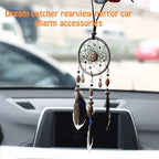 AKOAK 1 Pack Dream Catcher Rearview Mirror Car Charm Accessories, Boho Style Handmade Car Charm Pendant Decorative Pendant - Girl Woman Bedroom Living Room Home Decoration