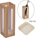 Umbrella Stand with Removable Plastic Drip Tray, Spacious Storage Bucket, for Home Entryway Decoration and Hotel Lobbies, Features a Solid Wood Umbrella Bucket, Acrylic Frame(Natural)