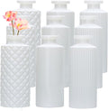 Brajttt Glass Bud Vase Set in Bulk, 9pcs Mini Vintage Flower Vases for Wedding,White Relief Vase for Centerpieces,Home Table Flower Decor, Party Decorations