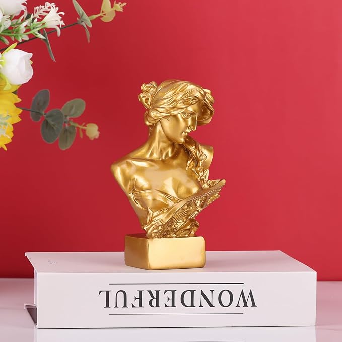 LCCCK 6" H Gold Aphrodite Statue Sculpture, Resin Greek Mythology Bust Statue, for Coquette Room Decor, Dark Academia Room Decor, Bookshelves, Shelves, Partition, Coffee Table Centerpiece