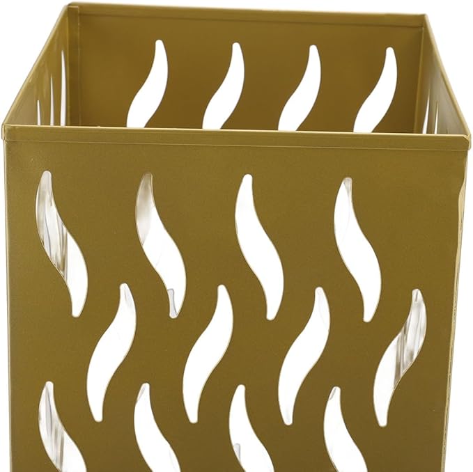 Umbrella Organizer, Multifunctional Umbrella Holder, Hollow Pattern Design Square Shape Umbrella Stand Rack, Metal Umbrella Basket Holder Stand for Home Hotel (Gold)