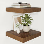 Vivelove Wide Floating Shelves for Wall 12 Inch Deep, 12" X 12" X 2" Floating Shelf, 2 Inch Thick Shelf for Living Room Bathroom Bedroom Kitchen Book Room, Rustic Farmhouse Decor Set of 2, Walnut