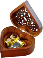 WESTONETEK Heart Shape Vintage Wood Carved Mechanism Musical Box Wind Up Music Box Gift For Christmas/Birthday/Valentine's day, Melody Canon in D Major