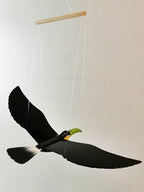 WitnyStore 24" Black Green Yellow Toucan Wooden Flying Bird Mobile Kinetic Hanging Sculpture for Adult Collectors Handcrafted Room Decoration Display Art Dynamic Overhead Ornament