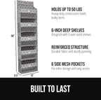 GORILLA GRIP Over The Door Organizer Storage, 5 Deep Hanging Shelves, Holds 50lbs, Closet Organizers Shelf for Bedroom, Shoes, Bathroom, Nursery, Dorm Essentials, 58x15 Inches, Quatrefoil