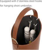 Indoor Entryway leather Umbrella bucket，Large Capacity Umbrella Storage stand，tall umbrella holder,For Hotel,Offices,home,Commercial(Beige+brown)