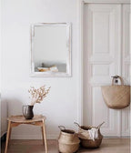 AAZZKANG Mirrors for Wall Rustic Wood Framed Hanging Mirror 20"x16" Decorative for Farmhouse Bedroom Bathroom Living Room Entryway Hallway White