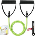 RitFit Single Resistance Exercise Band with Comfortable Handles - Ideal for Physical Therapy, Strength Training, Muscle Toning - Foam Padding Door Anchor and Starter Guide Included