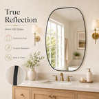 USHOWER Black Oval Arch Bathroom Mirrors for Over Sink, 30x40 Inch Bathroom Vanity Mirror for Bathroom, Bedroom, Vanity, Entryway, Aluminium Frame, Anti-Rust, Modern Wall Decor