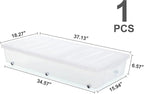 Citylife 57 QT Plastic Under Bed Storage Bins with Double-opening Lids Clear Underbed Storage Containers with Wheels for Organizing Shoes, Blankets, Clothes