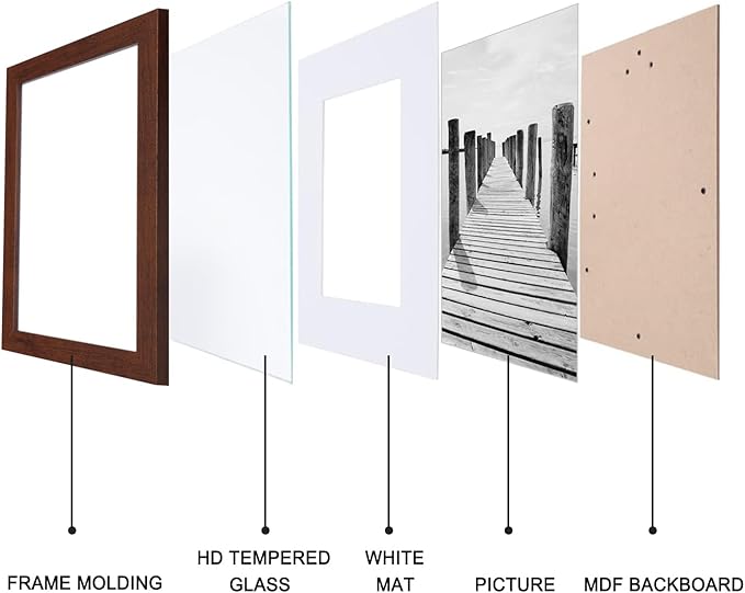 KTKDE 8x10 Picture frame Set of 4,Wine red frame 5x7mat or 8x10 Without Mat, Modern Style Wood Composite Frame real glass,black 8 by 10 Studio Gallery frame for home Friends Wedding best gift