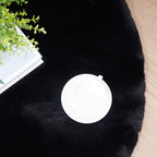 Ghouse Faux Rabbit Fur Round Rug 6ft Black Round Rugs for Bedroom Decor Fluffy Area Rugs for Living Room, no-Shedding Carpet Sheepskin Washable Rug Rome Decor