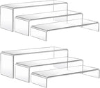 MerryNine Acrylic Risers 6 Pcs, Clear Risers Display Stand, Plastic Display Risers, Transparent Pop stand for Cupcakes, Figures, cosmetics, Collectibles Display, Rectangle-Large & Medium