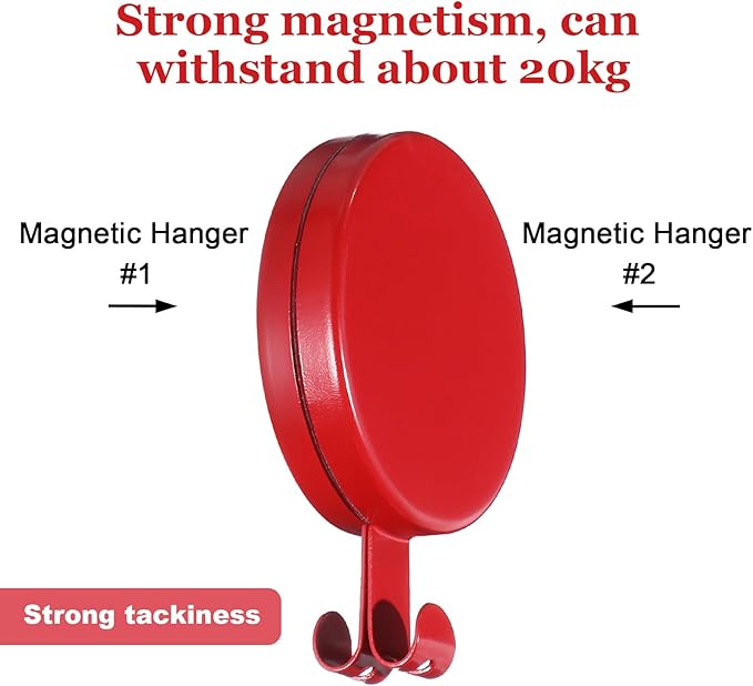 Jetec 6 Pcs Magnet Hooks Magnetic Wreath Hanger Wreath Holder for Fridge Refrigerator Metal Door Glass Door Surfaces Keys Kitchen Home Christmas Party Hanging Supplies Decoration(Festive Red,2.7 Inch)