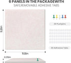Large Cork Board Alternative 36" X 24" Bulletin Board - 6 Pack Removable Felt Wall Tiles with 20 pushpins, Large Cork Boards for Walls Cork Board for Office Pin Board Tack Board - Oatmeal
