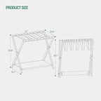 Luggage Rack, Folding Suitcase Stand for Guest, Foldable, Luggage Holders with Shelf, Steel Frame with Nylon Straps for Bedroom, Hotel, Holds up to 154 lb, Grey, 2 Pack LR03999G