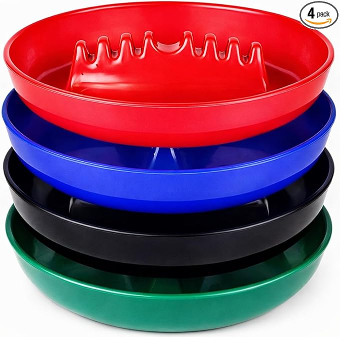 Ash Tray For Cigarettes & Cigar (Pack of 4) 7" Colored Round Plastic Melamine Tabletop Ashtrays - For Indoor/Outdoor, Patio, Restaurant Style