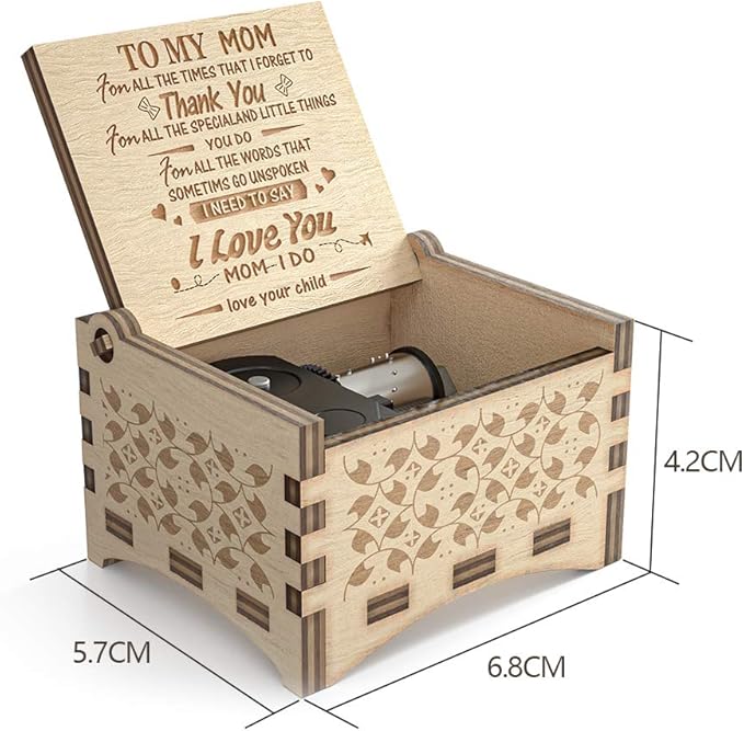 Ucuber You are My Sunshine Music Box for Mom from Daughters, You are My Sunshine Cute Box with Wind Up, Wood Personalized Engraved Best Unique Gift for Birthday, Christmas Day