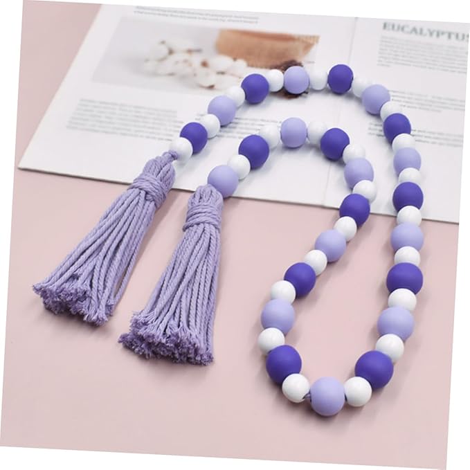 PRETYZOOM Contemporary Tassel Decor Pendant Beaded Tassel for Home Wooden Beads String Hanging Decor Ornament