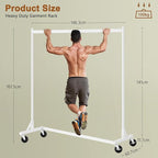 Hoctieon Z Rack, Rolling Clothes Racks with Z-Base, Heavy Duty Garment Rack, Clothing Racks for Hanging Clothes, Sturdy Metal Hanging Holder, Clothes Organizer Rack, White
