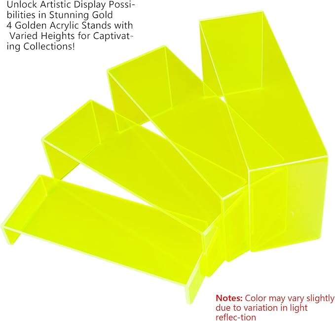 ELEGANTLIFE Acrylic Display Risers Set of 4, 4-Level Tiered Display Stands for Cupcakes, Small Figures & Jewelry, Compact Countertop Display Shelf, Multiple Colors Available (Light Green (Translucent))