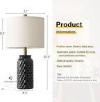 USumkky 20.5" Black Modern Ceramic Bedside Lamp Set of 2 for Bedroom Decor Farmhouse Table Lamp for Living Room Office Dorm