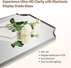 ANDY STAR Brushed Nickel Mirror 30x48 Inch, Large Scalloped Bathroom Mirror, Anti-Rust Stainless Steel Metal Thin Frame Deep 1’’, Unique Rectangle Mirror Hangs Vertically or Horizontally