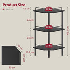 Tajsoon Corner Shelf Stand, 3 Tier Industrial Corner Shelves, Multipurpose Standing Display Shelf, Corner Shelving Unit for Bedroom, Living Room, Office, Kitchen, Black