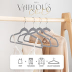 HOUSE DAY Premium Velvet Hangers 100 Pack Grey, Non-Slip Flocked Felt Hangers, Sturdy Clothes Hanger with 360° Rotatable Hook, Heavy Duty Durable Slim Coat Hanger for Closet Space Saving