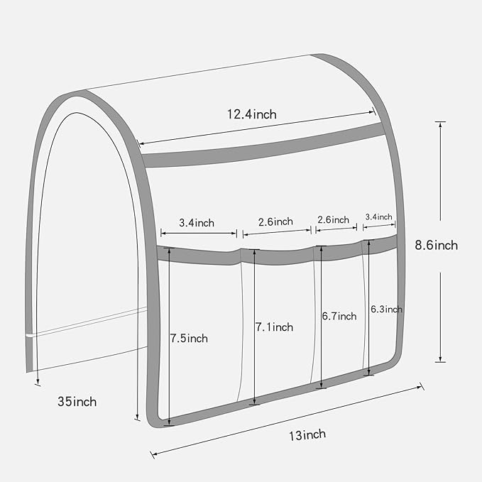NB Sofa Armrest Organize Remote Holder Bedside Caddy Organizer with 5 Pockets，Non-Slip Couch Remote Control Holder Couch Armchair Caddy Accessories (Beige, 35"X12.4")