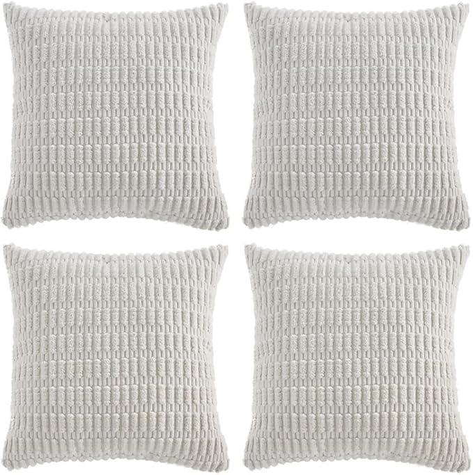 Fancy Homi 4 Packs Decorative Throw Pillow Covers for Living Room Couch Bed, Modern Farmhouse Boho Home Décor Accent Cushion Case, 20" x 20", White