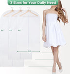 Translucent Garment Bags for Hanging Clothes - Frosted Clothes Storage Bags for Suits, Dresses, Closet Storage - 6 Pack