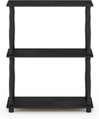 Furinno TURN-N-TUBE Storage Shelves, 3-Tier Book Shelf, Corner Shelf, Toolless Open Shelves, for Organization and Storage, Living Room, Garage, Home Office, Americano