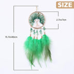 Pretty Jolly Small Tree of Life Crystal Stone Dream Catchers Green Feathers Mini Dreamcatchers for Cars Rear View Mirror Hanging Decoration Good Luck Travel Charm Bedroom Ornaments for Women Girls