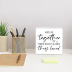 Motivational Home Decoration, And So Together They Built A Life They Loved, Farmhouse Wooden Signs, Positive Quote Sign, Home Desk Decor, Housewarming Gift, Box Sign Decor Tabletop, 5.1x5.1inches
