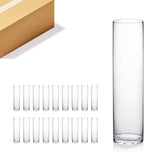 WGVI Quality Thick Weighted Clear Cylinder Glass Vases, 3" W x 12" H, Skinny Bud Vase Floral Bouquet Flower Arrangements Storage Container Candle Holders Decorative Accents, Bulk Wholesale, 18 Pieces