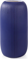 Ceramic Vase for Flowers – Modern Small Ribbed Textured Flower Vase for Home Decor, Pampas Grass, Decorative, Farmhouse, Coffee Table, Kitchen Centerpieces, Bookshelf and Home Living (Navy Blue)