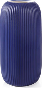 Ceramic Vase for Flowers – Modern Small Ribbed Textured Flower Vase for Home Decor, Pampas Grass, Decorative, Farmhouse, Coffee Table, Kitchen Centerpieces, Bookshelf and Home Living (Navy Blue)