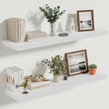 Vivelove 10 in Deep Floating Shelves for Wall, 30" x 10.2" x 1.5" Shelves for Room Wall Mounted, 1.5 Inch Thick Shelf for Bathroom Bedroom Kitchen Book Room, Modern Farmhouse Decor, Set of 2, White