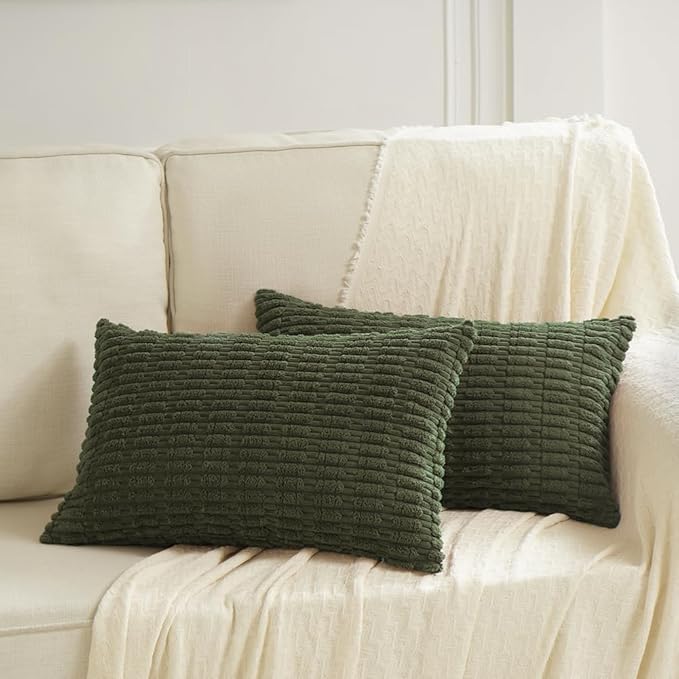 Fancy Homi 4 Packs Decorative Throw Pillow Covers for Living Room Couch Bed, Modern Farmhouse Boho Home Décor Accent Cushion Case, 20" x 12", Olive Green